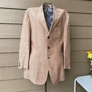 Crittenden Tan/Beige 100% Linen Men’s Blazer, Size ML